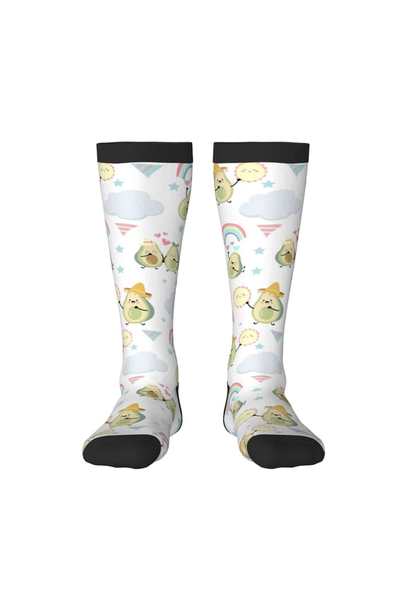 Green Blue Avocado Print Gift Stocking Stuffers,Adult Stockings,Novelty Socks,Funny Socks Birthday Running Walking Sleeping