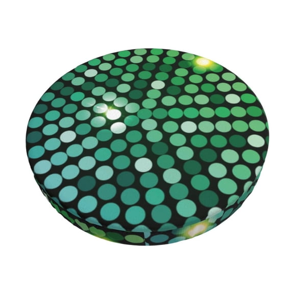 Logiee Green Disco Lights Print Stool Covers Round,Bar Stool Covers,Watedrproof Stool Slipcover with Elastic,Stool Cushion,Round Bar Stool Seat Covers for Bar Round Chair-14 inch