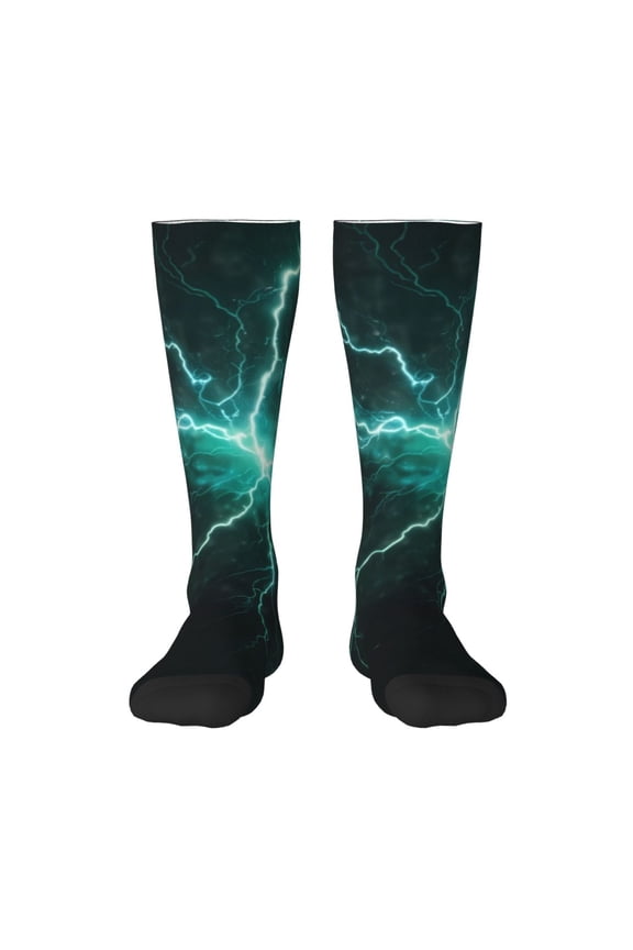 Green Lightning Flash Print Gift Stocking Stuffers,Adult Stockings,Novelty Socks,Funny Socks Birthday Running Walking Sleeping