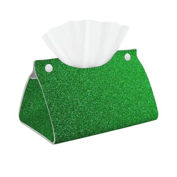 Logiee Green Sparkling Shiny Print Tissue Box Cover,Stylish Tissue Box Holder Decorative Tissue Cover for Bathroom Toilet Bedroom Living Room Table Desk Office