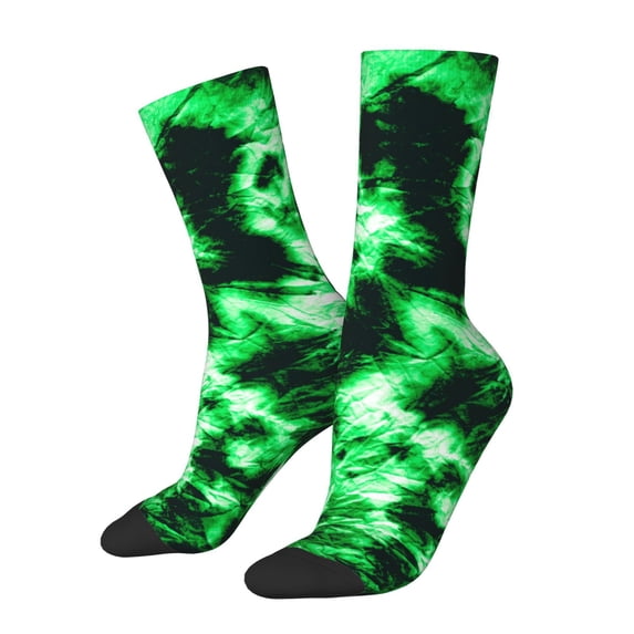 Logiee Green Tie Dye Print Adult Socks for Men & Women,Calf Socks, Ankle Socks,Boots Socks,Breathable Casual Sock,Unisex Crew Socks