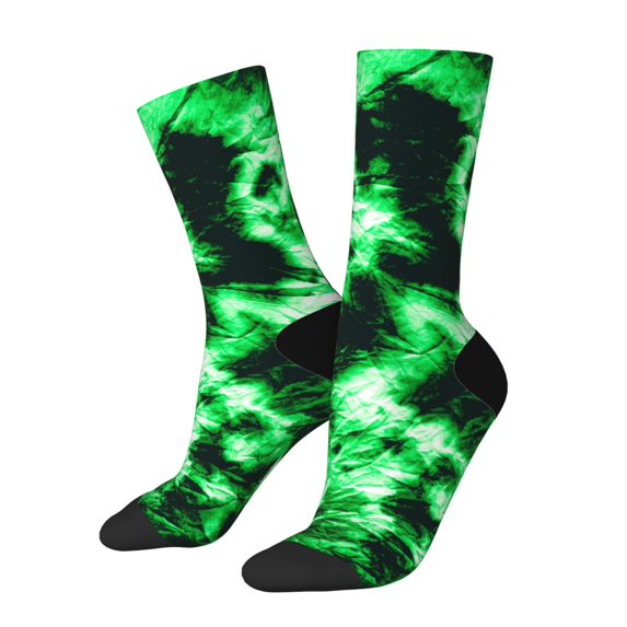 Logiee Green Tie Dye Print Adult Socks for Men & Women,Calf Socks, Ankle Socks,Boots Socks,Breathable Casual Sock,Unisex Crew Socks