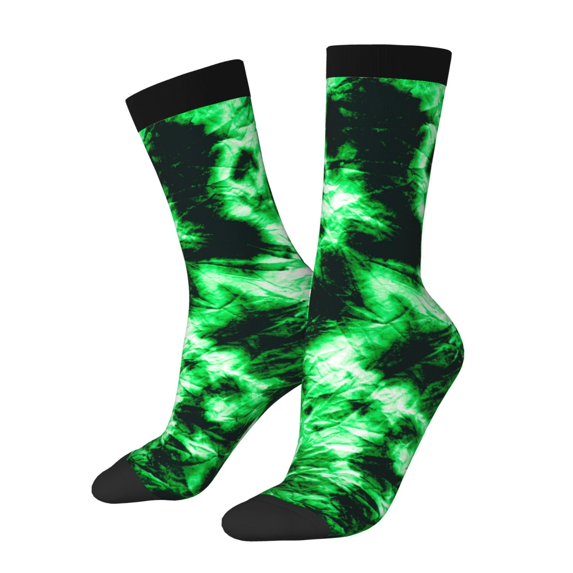 Logiee Green Tie Dye Print Adult Socks for Men & Women,Calf Socks, Ankle Socks,Boots Socks,Breathable Casual Sock,Unisex Crew Socks