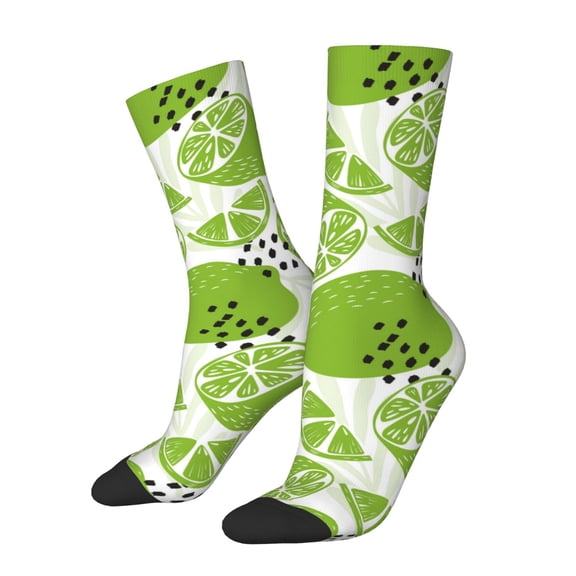 Logiee Green Various Lemons Print Adult Socks for Men & Women,Calf Socks, Ankle Socks,Boots Socks,Breathable Casual Sock,Unisex Crew Socks