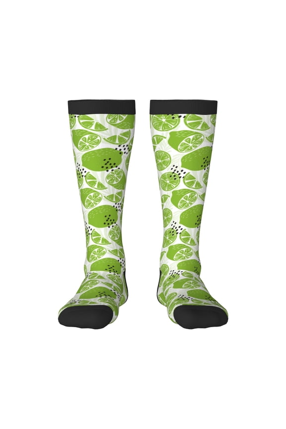Green Various Lemons Print Gift Stocking Stuffers,Adult Stockings,Novelty Socks,Funny Socks Birthday Running Walking Sleeping