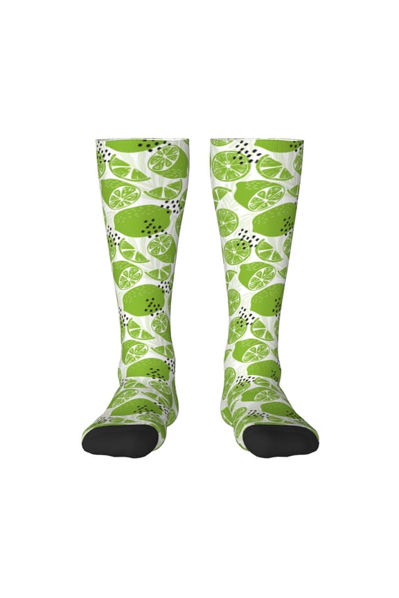 Green Various Lemons Print Gift Stocking Stuffers,Adult Stockings,Novelty Socks,Funny Socks Birthday Running Walking Sleeping