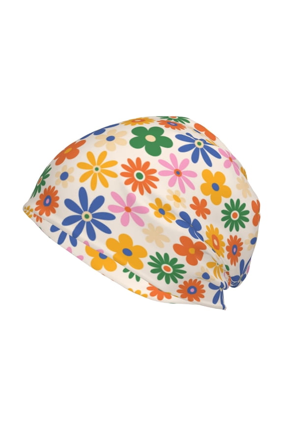 Groovy Daisy Flowers Print Unisex Knit Beanie for Men Women Winter Hat,Beanies Skull Caps