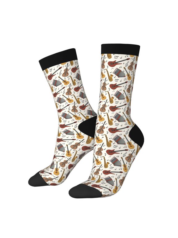 Guitar Print Adult Socks for Men & Women,Calf Socks, Ankle Socks,Boots Socks,Breathable Casual Sock,Unisex Crew Socks