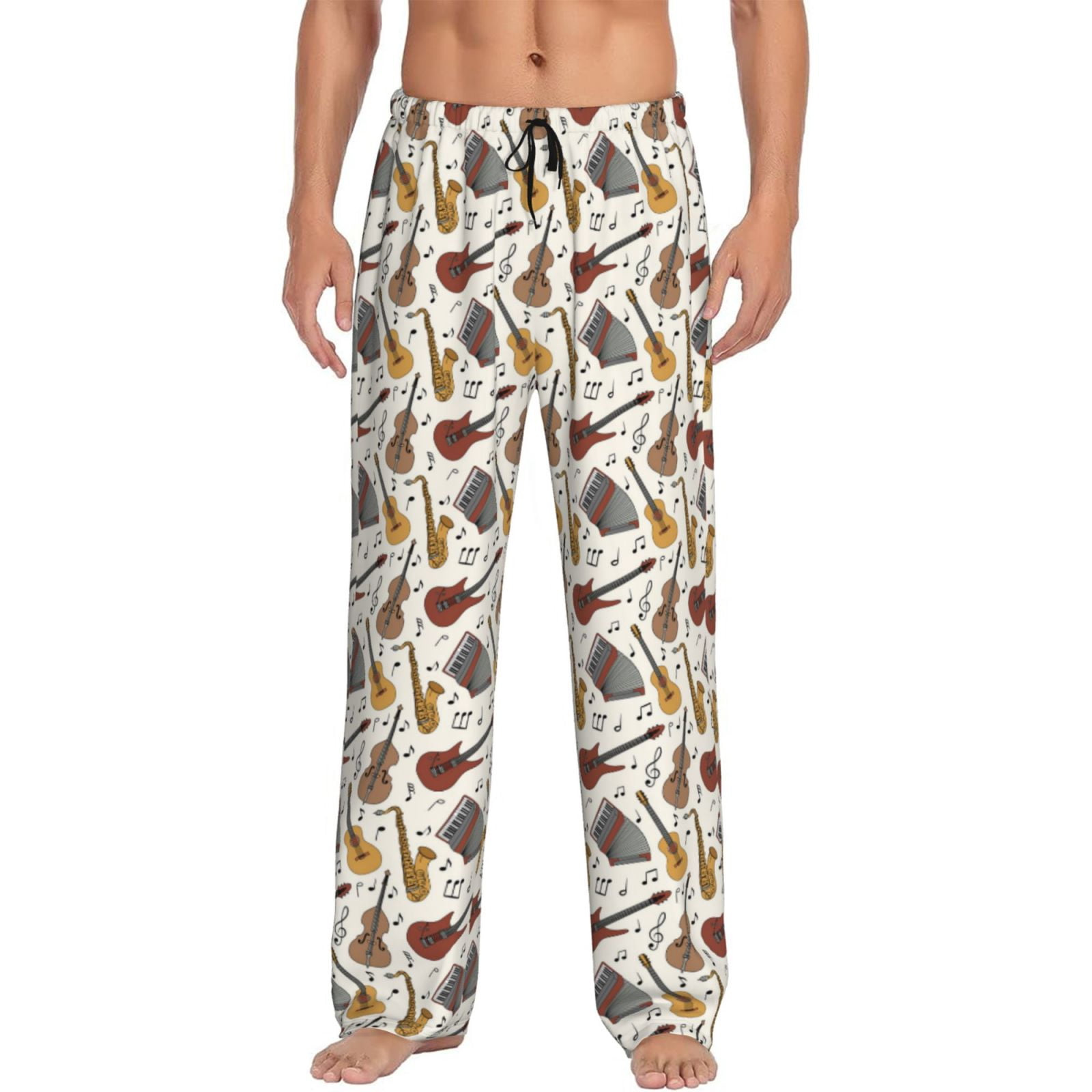 Logiee Guitar Print Pajama Pants for Men,Men’s Pajama Bottoms,Mens PJ Pants with Pockets & Button Fly-Large - Walmart.com
