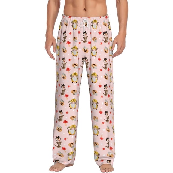 Logiee Halloween Gnomes Print Pajama Pants for Men,Men’s Pajama Bottoms,Mens PJ Pants with Pockets & Button Fly-XX-Large