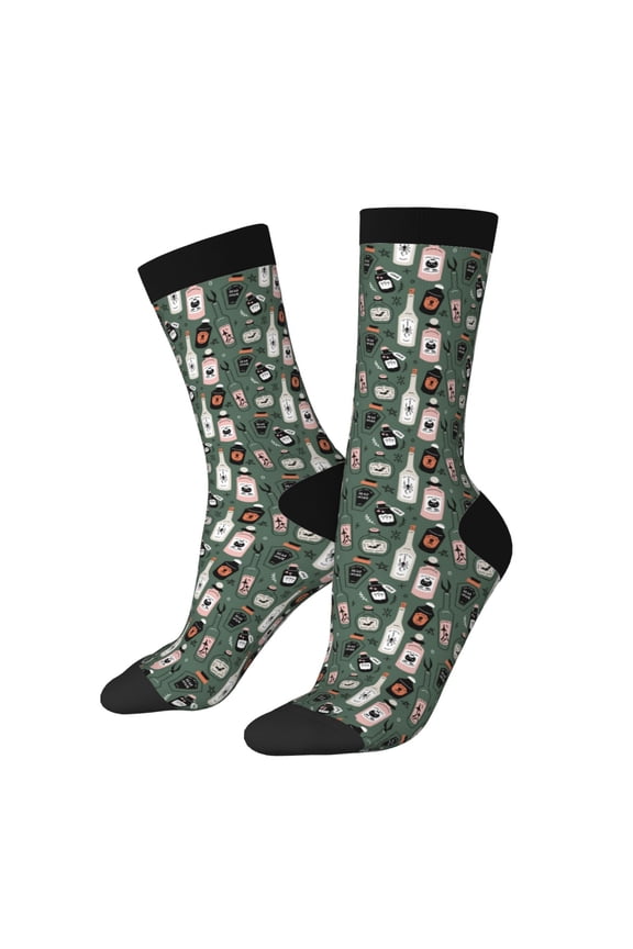 Halloween Potions Print Adult Socks for Men & Women,Calf Socks, Ankle Socks,Boots Socks,Breathable Casual Sock,Unisex Crew Socks