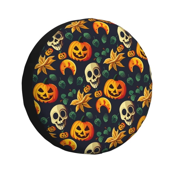 Logiee Halloween Skull Print Spare Tire Cover, Universal Wheel Protectors,Waterproof Dust-Proof UV Sun Wheel Tire Cover,Fit for SUV, RV, Travel Trailer, Truck-14 inch