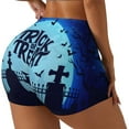 thumbnail image 1 of Logiee Halloween Trick Or Treat Print Women's Biker Shorts,Workout Gym Shorts,Scrunch Shorts,Tummy Control Hidden Scrunch Running Yoga Shorts-Large, 1 of 8
