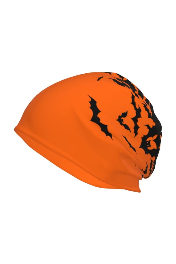 Halloween With Black Bats Print Unisex Knit Beanie for Men Women Winter Hat,Beanies Skull Caps