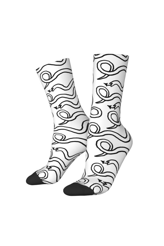 Hand Drawn Snake Print Adult Socks for Men & Women,Calf Socks, Ankle Socks,Boots Socks,Breathable Casual Sock,Unisex Crew Socks