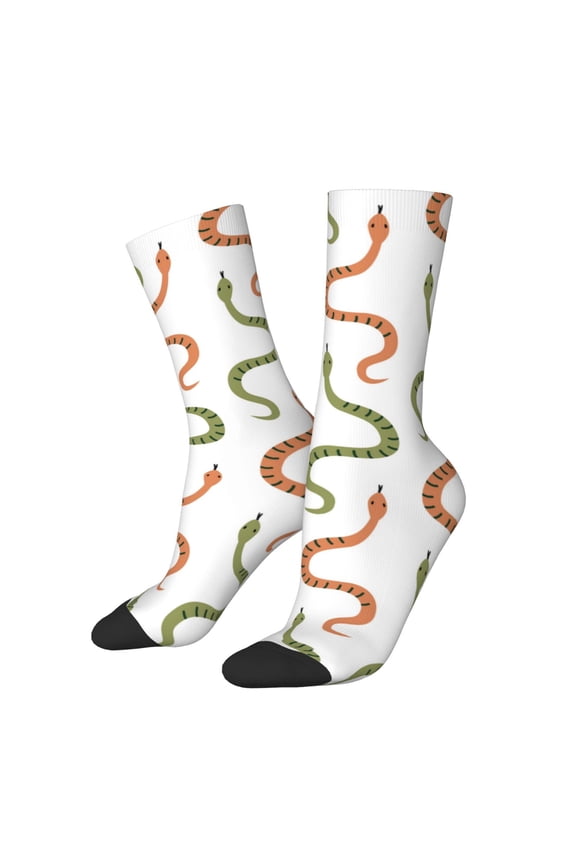 Hand Drawn Snake Print Adult Socks for Men & Women,Calf Socks, Ankle Socks,Boots Socks,Breathable Casual Sock,Unisex Crew Socks