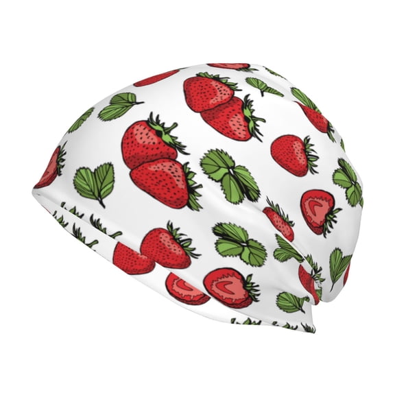 Logiee Hand Drawn Strawberry Print Unisex Knit Beanie for Men Women Winter Hat,Beanies Skull Caps
