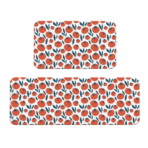 Logiee Hand Drawn Tomatoes Print Kitchen Mats for Floor Sets of 2,Waterproof Kitchen Rugs,Non Slip Comfort Standing Mat Rug for Home,Runner,Sink,Office,Laundry