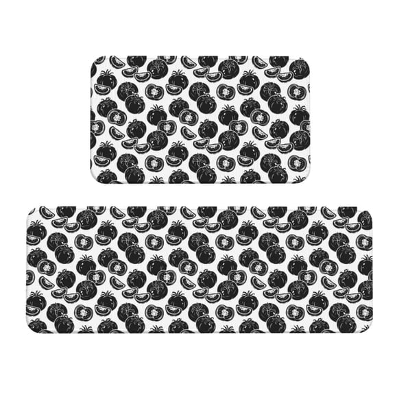 Logiee Hand Drawn Tomatoes Print Kitchen Mats for Floor Sets of 2,Waterproof Kitchen Rugs,Non Slip Comfort Standing Mat Rug for Home,Runner,Sink,Office,Laundry