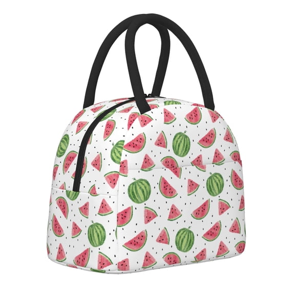 Logiee Hand Drawn Watermelon Print Lunch Bag for Women & Men,Adult Insulated Lunch Box,Food Lunch Containers,Reusable High Capacity Lunch Tote Bags for Work, Travel, Outdoor