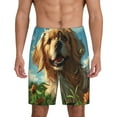 thumbnail image 1 of Logiee Happy Dog In Flower Field Print Men's Pajama Shorts with Drawstring & Pockets,Sleep Shorts for Men,Sleepwear Bottoms,Elastic Waistband Loungewear-X-Large, 1 of 6