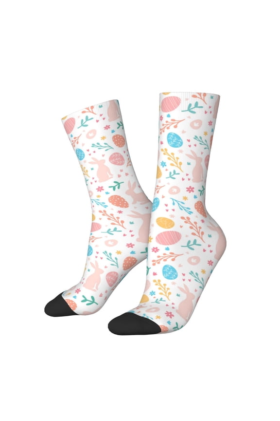 Happy Easter Print Adult Socks for Men & Women,Calf Socks, Ankle Socks,Boots Socks,Breathable Casual Sock,Unisex Crew Socks