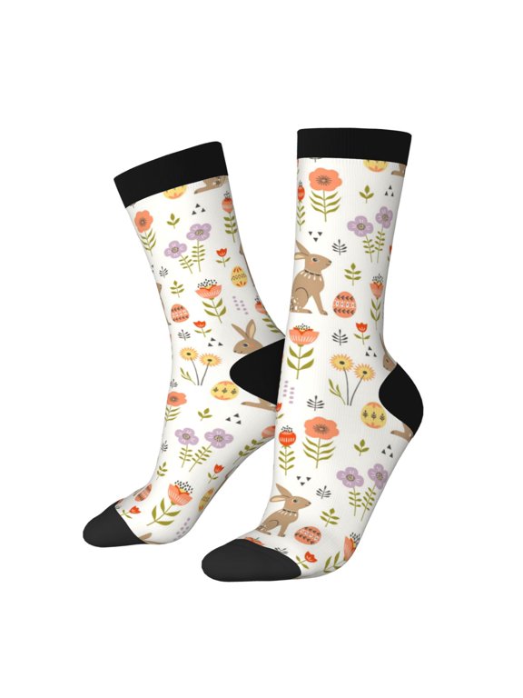 Happy Easter Print Adult Socks for Men & Women,Calf Socks, Ankle Socks,Boots Socks,Breathable Casual Sock,Unisex Crew Socks