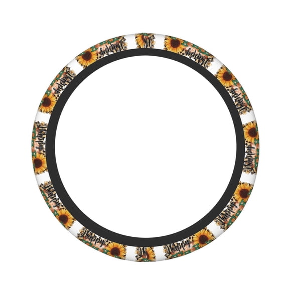 Logiee Happy Fall Y'All Print Breathable Elastic Steering Wheel Cover, Non-Slip Stretch Steering Wheel Protector,Universal 15 Inch Fit Auto, Suvs, Truck
