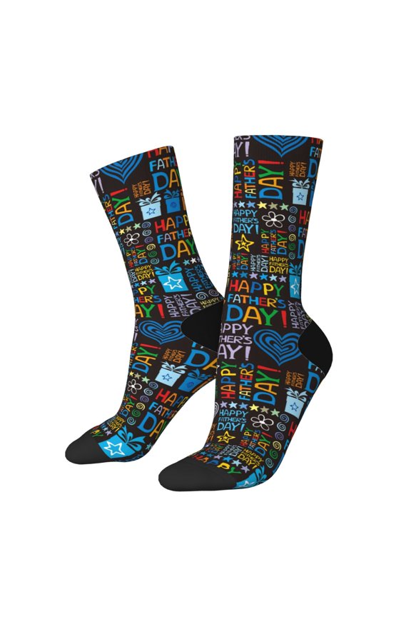 Happy Father Day Print Adult Socks for Men & Women,Calf Socks, Ankle Socks,Boots Socks,Breathable Casual Sock,Unisex Crew Socks
