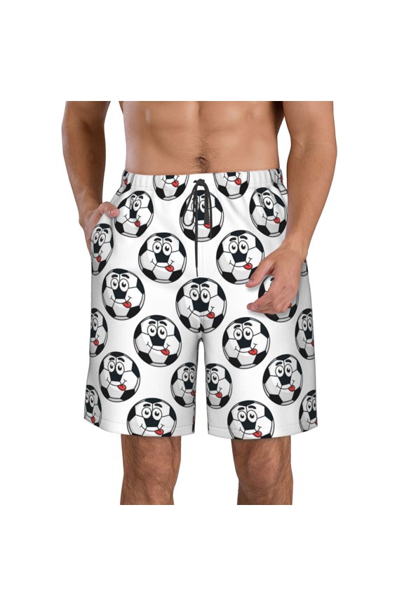 Happy Football Print Mens Swim Trunks Quick Dry Board Shorts,Breathable Hawaii Beach Shorts Swimwear Bathing Suits-X-Large