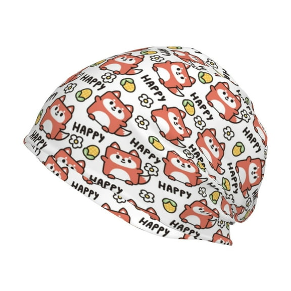 Logiee Happy Foxy Faces Print Unisex Knit Beanie for Men Women Winter Hat,Beanies Skull Caps