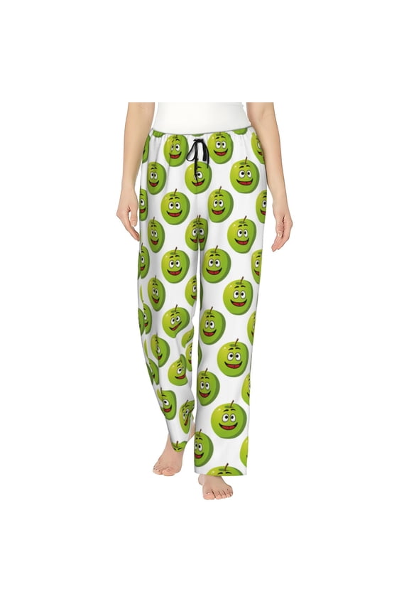 Happy Fruit Print Women Pajama Pants,Comfy Pj Bottom with Pockets & Drawstring,Stretch Casual Sleepwear-Medium