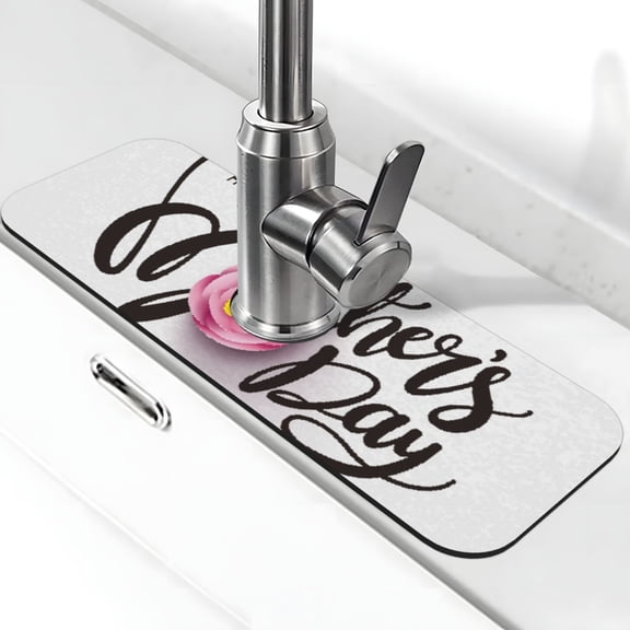 Logiee Happy Mother's Day (3) Print Kitchen Sink Splash Guard Faucet Mat for Splash Guard Behind Faucet Drip Catcher for Kitchen,Bathroom,Sink Mat,Dish Drying Mat,Bathroom-15" X 5.5"