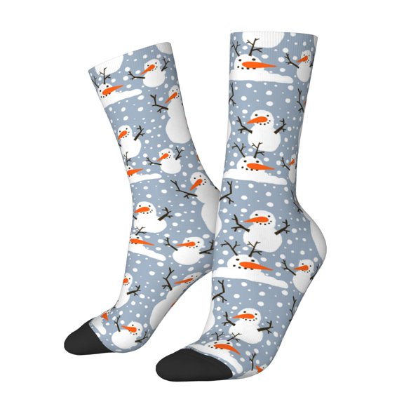 Logiee Happy Snowmen Snowfall Print Adult Socks for Men & Women,Calf Socks, Ankle Socks,Boots Socks,Breathable Casual Sock,Unisex Crew Socks