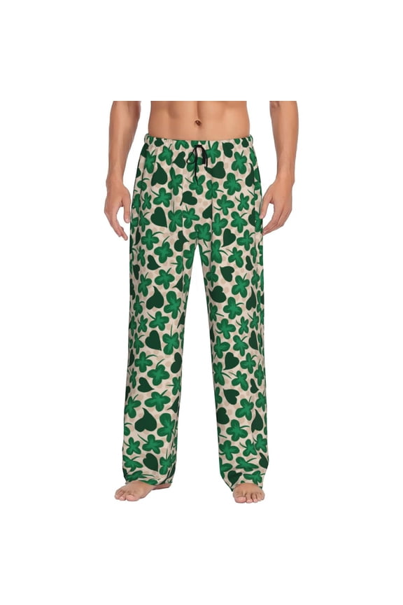 Happy St. Patrick's Day Print Pajama Pants for Men,Men’s Pajama Bottoms,Mens PJ Pants with Pockets & Button Fly-X-Large