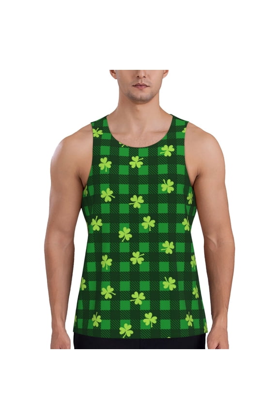 Happy St. Patrick's Day5 Print Men's Workout Tank Top,Quick Dry Workout Tank Top,Gym Muscle Tee,Fitness Bodybuilding Sleeveless T Shirt-Small