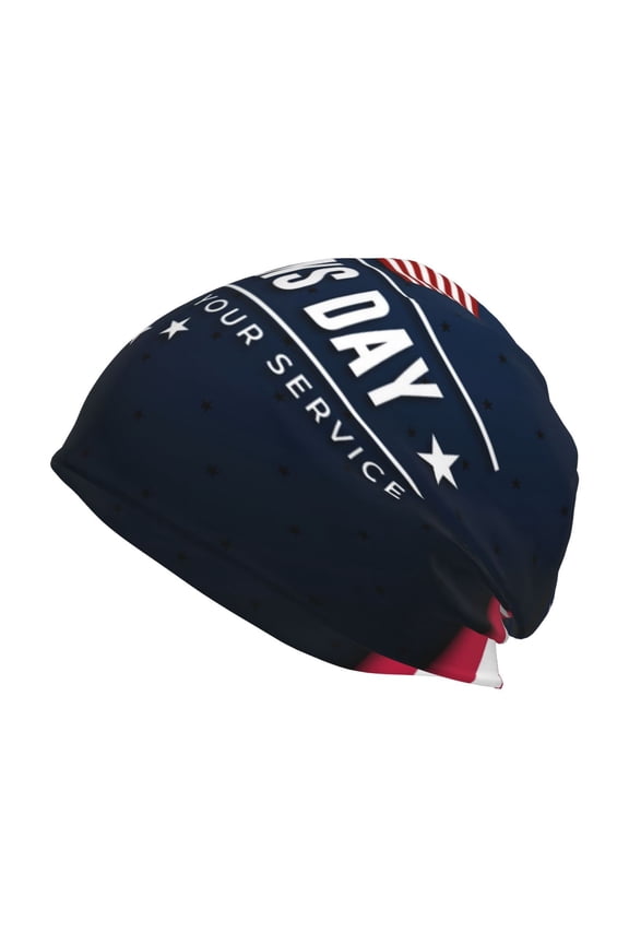 Happy Veterans Day Print Unisex Knit Beanie for Men Women Winter Hat,Beanies Skull Caps