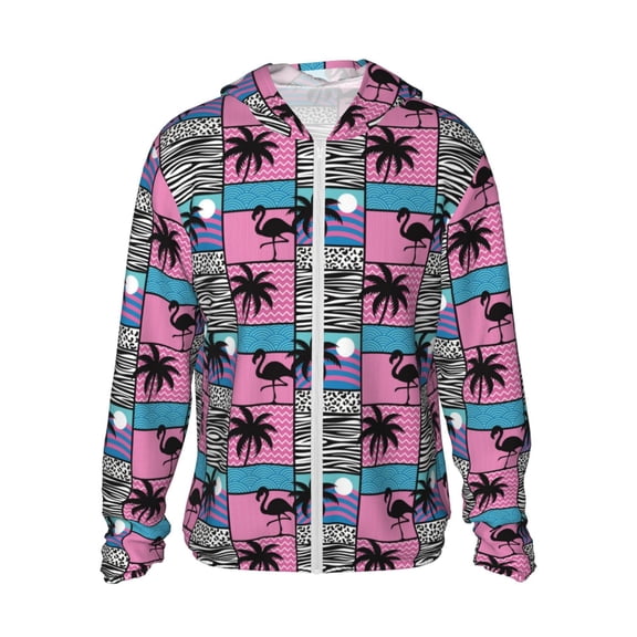 Logiee Hawaii Palms Print Men's Women Light Jacket Full Zip Sun Protection Hoodie Long Sleeve Sun Shirts for Men Hiking Fishing Zip Pockets-3X-Large