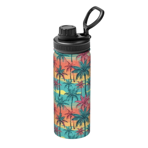 Logiee Hawaii Palms Print Water Bottle,18oz Sports Insulated Kettle for Cycling Gym Basketball Outdoor, Suitable as a Present