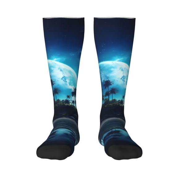 Logiee Hawaiian Beach Pirate Moon Print Gift Stocking Stuffers,Adult Stockings,Novelty Socks,Funny Socks Birthday Running Walking Sleeping