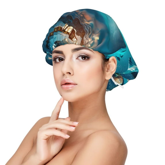 Logiee Hawaiian Ship Dolphin Print Silk Bonnet Satin Bonnet for Sleeping Women and Men,Double Layer Hair Bonnet for Curly Braids Hair
