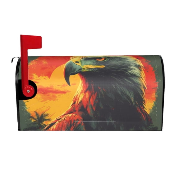 Logiee Hawaiian Style Bald Eagle Print Post Letter Box Wrap Decor, Mailbox Cover Suitable for Standard Mailbox and Large Size Mailbox,Outdoor Yard Decoration-21x18 in