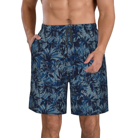 Logiee Hawaiian Style Print Mens Swim Trunks Quick Dry Board Shorts,Breathable Hawaii Beach Shorts Swimwear Bathing Suits-Medium