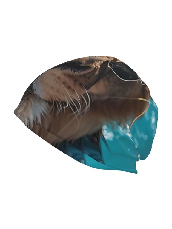 Hawaiian Swimming Lion Print Unisex Knit Beanie for Men Women Winter Hat,Beanies Skull Caps