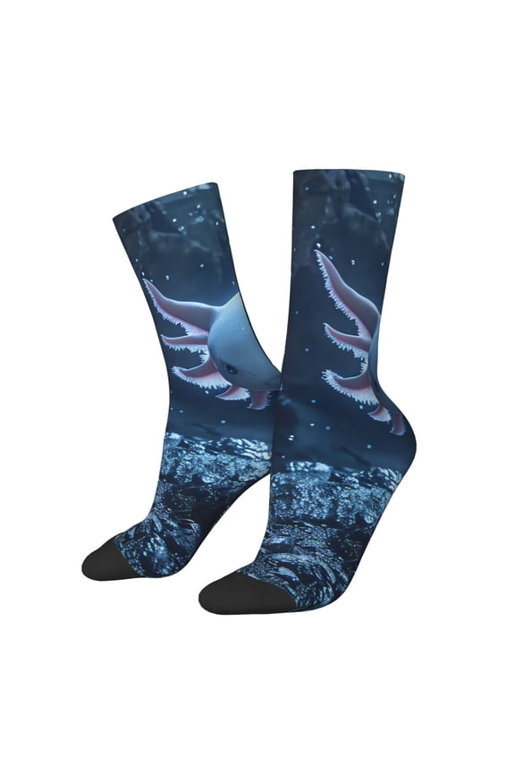 Heart Axolotl Print Adult Socks for Men & Women,Calf Socks, Ankle Socks,Boots Socks,Breathable Casual Sock,Unisex Crew Socks