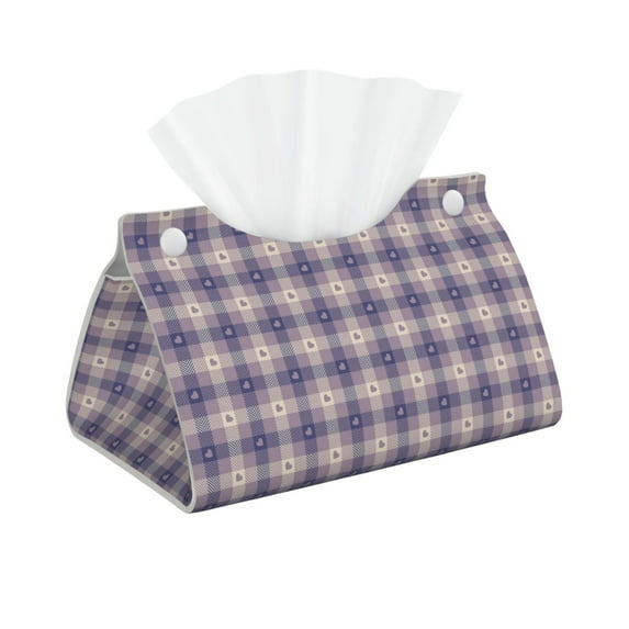 Logiee Heart Check Plaid Print Tissue Box Cover,Stylish Tissue Box Holder Decorative Tissue Cover for Bathroom Toilet Bedroom Living Room Table Desk Office