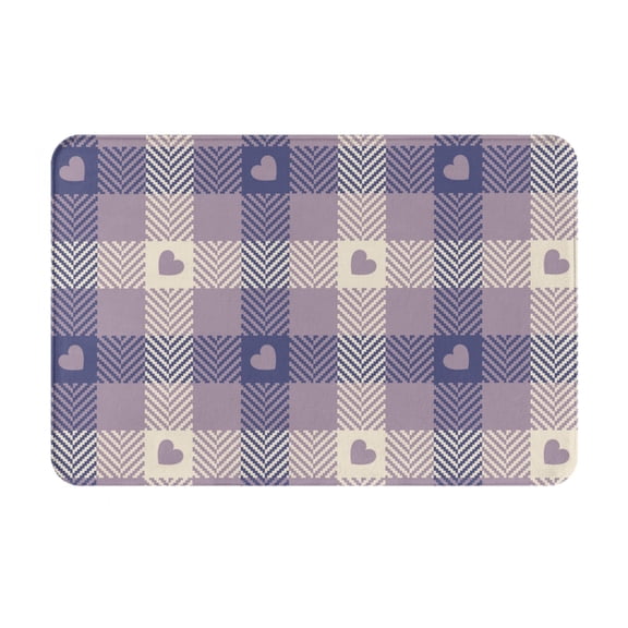Logiee Heart Check Plaid Print Welcome Mats for Entryway,Door Mat for Front Door,Entry Mat,Doormat for Garden, Garage, Patio, Home, Porch Decor