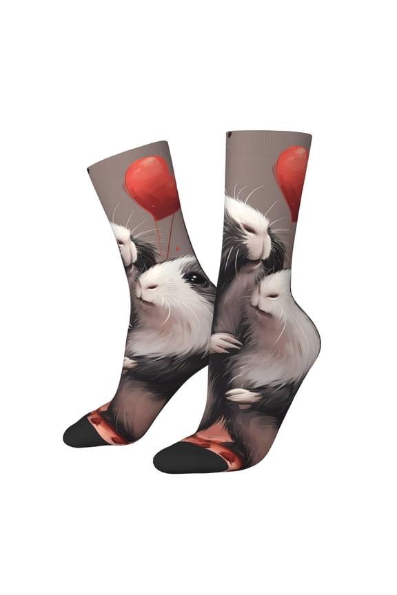 Heart Guinea Pig Couple Print Adult Socks for Men & Women,Calf Socks, Ankle Socks,Boots Socks,Breathable Casual Sock,Unisex Crew Socks