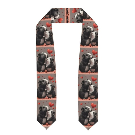 Logiee Heart Guinea Pig Couple Print Unisex Adult Graduation Stole Shawl 72" Long for Academic Commencements Shawl-Flattened