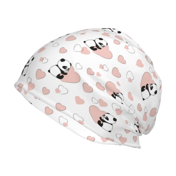 Logiee Heart Panda Print Unisex Knit Beanie for Men Women Winter Hat,Beanies Skull Caps